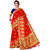 Ashika Festive Woven Dark Red Cotton Silk Gadwal Saree for Women with Blouse Piece