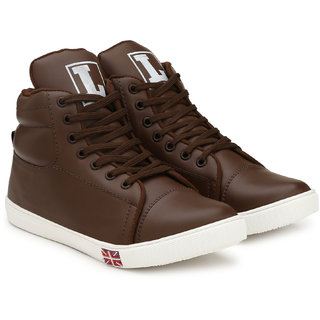 Buy Lejano Men s High Ankle Stylish Brown Casual Sneakers Shoes