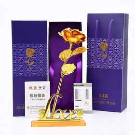 EASTERN CLUB 24K Golden Rose Gift with Love Stand