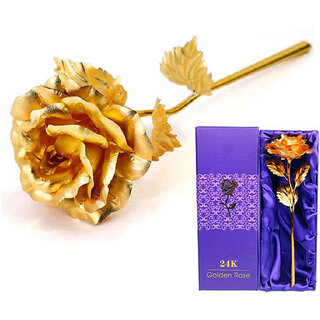 24K Artificial Rose for Birthday and Anniversary, 10 Inches( Golden)