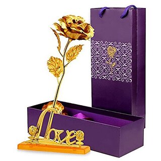 24K Golden Rose 10 Inches with Love Stand - Best Gift For Loves Ones, Valentine'S Day, Mother'S Day, Anniversary, Birthday