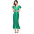 Green Double Layer Ruffle Crepe Women Maxi Dress