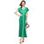 Green Double Layer Ruffle Crepe Women Maxi Dress