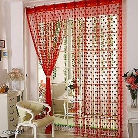 HomeStore-YEP 2 Piece Heart Door Curtains (Red)