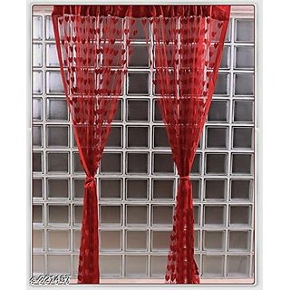 HomeStore-YEP 2 Piece Heart Door Curtains (Maroon)