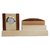 Shivom Crafts Wooden Pen Holder with Watch,Visiting Card,Mobile Fone Holder. (L-19.5cm B-7.5cm H-9.5cmMulti Color)