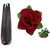 GaDinStylo Pack of 24Inchs Black Hair Parandi with Fabric Red Rose Flower Hair Clip Hair Accessories for Festive/ Wedding