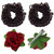 GaDinStylo Set of 02 Fancy Rubber Juda (Brown) with Red flower hair pin for Women and Girls