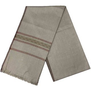 Varun Cloth House Mens Kashmiri Woollen Embellished Bordered Shawl/Lohi (vch4848 Grey Free Size)
