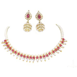 Beautiful Dark Pink Gota Pearl Kundan necklace set Beautiful Dark Pink Gota Pearl Kundan necklace set