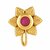 Om Jewells Immitation Jewellery Gold Plated Floral Design Nose Pin with Red Kundan Stone for Girls and Women NP1000102