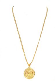 Golden Round Pendant Chain Necklace