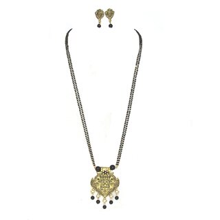                       Antique Black Drop Pendant Mangalsutra Necklace Set                                              