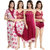 Be You Magenta Floral Women Nightwear Set / 5 Pieces Nighty Set