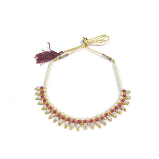                       Pink Pearl Necklace with kundan work                                              