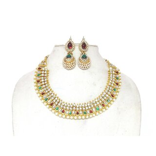 Maroon green tilak pearl Gota necklace set Maroon green tilak pearl Gota necklace set