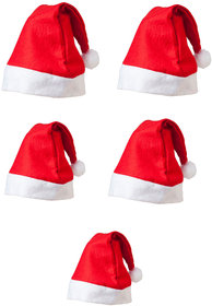 Christmas Pack of 5 Red Santa Cap