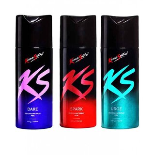 Ks Kamasutra Deo Deodorant Body Spray For Men Combo Spark+Dare+Urge Set Of 3 Deo (pcs 3)