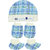 Neska Moda Baby Blue Mittens And  Booties with Cap Set 3 Pcs Combo 0 To 6 Months