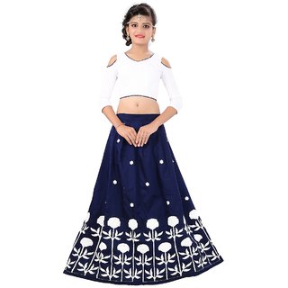 F Plus Fashion Latest Designer Flower Printed Party Wear Semi Stitched Kids Lehenga Choli Suitable To 8 13 Year Girls