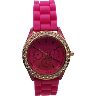 FARP Analog dark pink colour fancy womens watch ladies watch girls watch