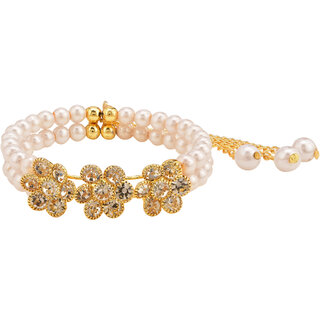 Kord Store Fashion Jewellery gold and white Traditional Gold Plated Bracelet for Girls and Women.