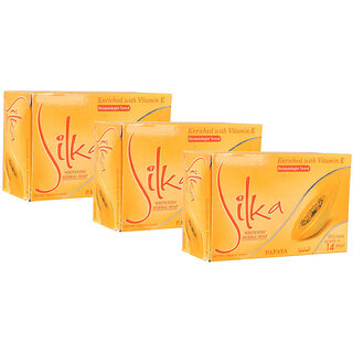 Silka Papaya Skin Whitening Herbal Soap (Pack Of 3)