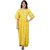 Gaba Creation Women Rayon Printed Angrakha Kurti Dress with palazzo- Yellow