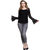 Popster Black Solid Cotton Round Neck Slim Fit Long Sleeve Womens Top