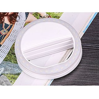 Zyka 3 Modes Selfie Beauty Ring Light LED Flash White Light for iPhone Android iPad Series - White