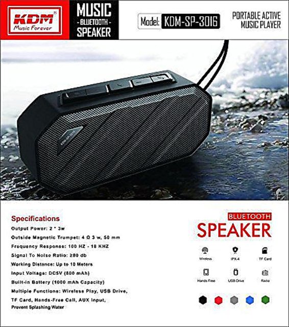 KDM SP-30 WIRELESS PORTABLE SPEAKER 10 W Bluetooth (Stereo Channel