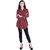 Nascency Cotton Printed Mandarin Collar Full Sleeves Shirt Maroon Casual and Party Wear Women Top