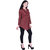 Nascency Cotton Printed Mandarin Collar Full Sleeves Shirt Maroon Casual and Party Wear Women Top