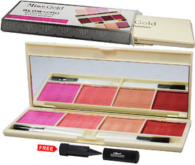 Miss Gold Glow Pro Matte Collection 4 Color Blusher 6004-01 With Free Adbeni Kajal Worth Rs.125/