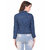 BuyNewTrend Blue Stone Wash Denim Blue Plain Jacket For Women