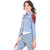 BuyNewTrend Stone Wash Denim Light Blue Jacket For Women with Rose Patch