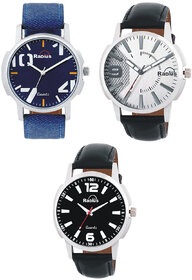 Radius By smartshop16 Analogue Men'S  Boy's watch leather strap combo Pack of 3 (R-42+49+47)