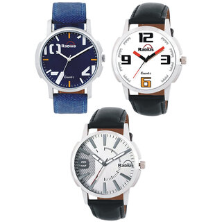 Radius By smartshop16 Analogue Men'S  Boy's watch leather strap combo Pack of 3( R-42+46+49)