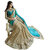 Women's Torquise Georgette And Lycra Half-Half Embroidery Saree With Banglore Silk Saree