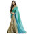 Women's Torquise Georgette And Lycra Half-Half Embroidery Saree With Banglore Silk Saree