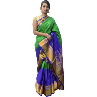 Indians Boutique's Gadwal Silk Saree (Green)