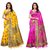 Yellow And Pink Printed Art Silk Saree