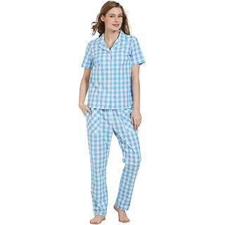 Mystere Paris Blue Classic Shirt Pyjama Set