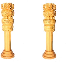 Wooden Ashoka Pillar with Carvings for Home Decor - 6 Inches