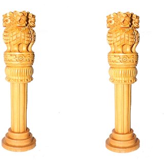 Wooden Ashoka Pillar with Carvings for Home Decor - 6 Inches