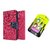Wallet Flip Cover For Micromax Canvas Colours A120  / Micromax A120  - PINK With Nano Sim Adapter