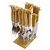 24pcs Cutlery Set Spoon Fork Knife Wooden Design Plastic Handle and Stand for Kitchen and Dining Table