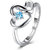 Om Jewells Rhodium Plated Heart in Heart Adjustable Finger Ring with Blue Cz Stone for Girls and  Women FR1000934