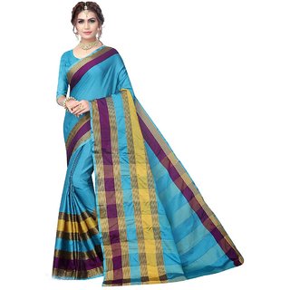 Women's Blue Color Poly Silk Saree With Blouse