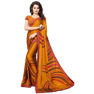 Women's Yellow, Multi Color Chiffon Georgette Saree With Blouse